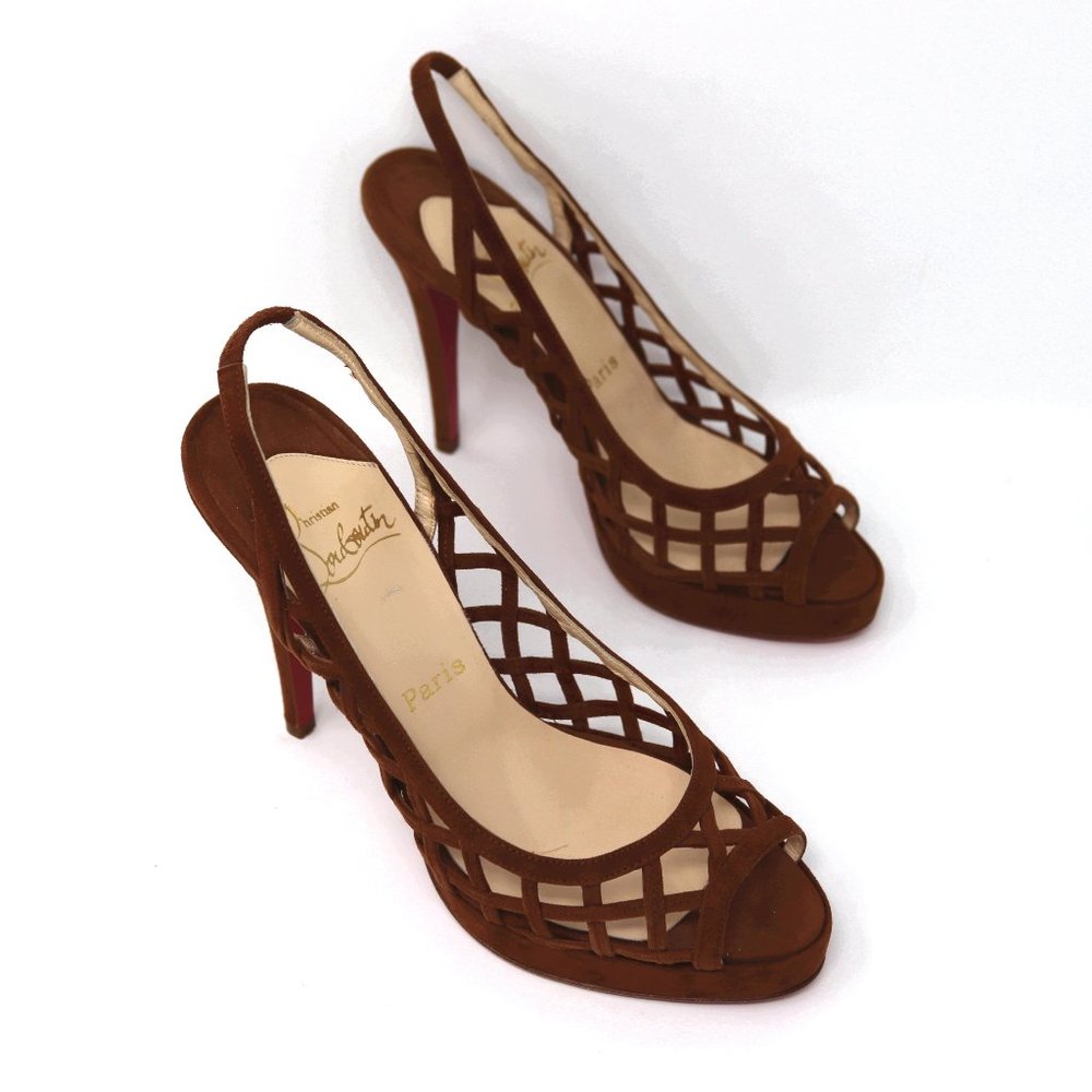 Louboutin 38 Suede Cage Nuit D'ete Cutout Sandal - Picture 10 of 16